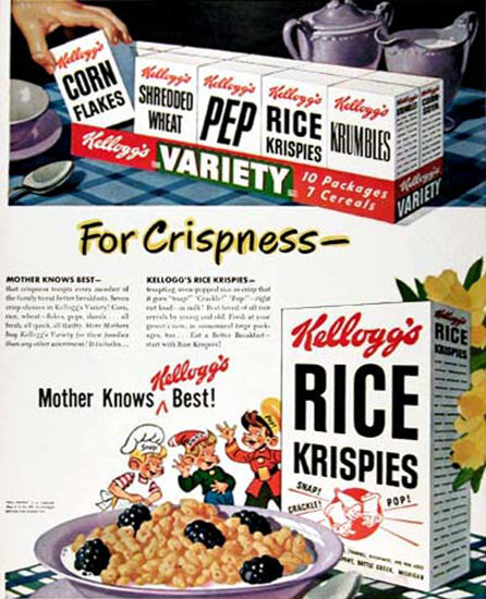 Kelloggs Rice Krispies 1948 Mother Knows Best | Vintage Ad and Cover Art 1891-1970