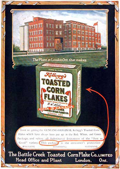 Kelloggs Toasted Corn Flakes Canada 1919 | Vintage Ad and Cover Art 1891-1970
