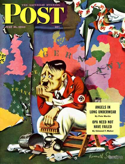 Ken Stuart Saturday Evening Post Hitler as Wallpaperer 1943_07_31 | The Saturday Evening Post Graphic Art Covers 1931-1969