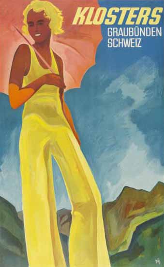 Klosters Graubuenden Schweiz Alps Switzerland 1933 | Vintage Travel Posters 1891-1970