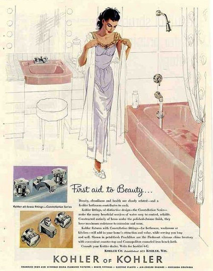 Kohler Bathroom First Aid To Beauty | Sex Appeal Vintage Ads and Covers 1891-1970