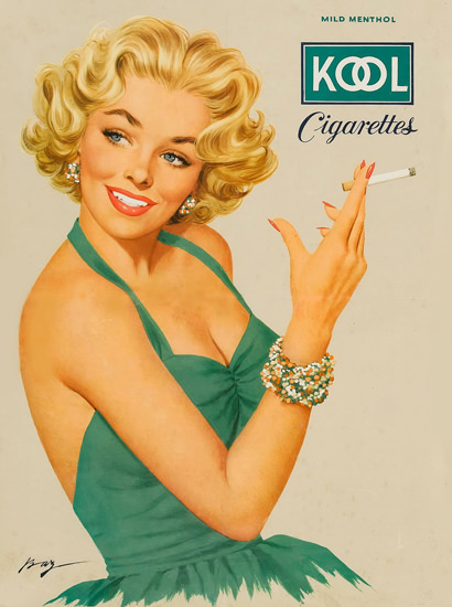 Kool Blonde Girl Cigarettes Mild Menthol 1950s | Sex Appeal Vintage Ads and Covers 1891-1970