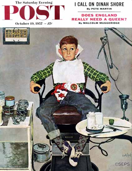 Kurt Ard Saturday Evening Post In the Dentists Chair 1957_10_19 | Sat Eve Post 1931-69 Kurt Ard Saturday Evening Post In the Dentists Chair 1957_10_19 | The Saturday Evening Post Graphic Art Covers 1931-1969