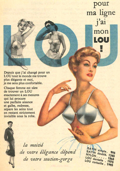 LOU Bra Lingerie Pour Ma Ligne J Ai Mon Lou | Sex Appeal Vintage Ads and Covers 1891-1970
