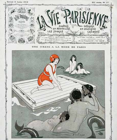 La Vie Parisienne 1912 Sirene A La Mode De Paris Fabien Fabiano | La Vie Parisienne Erotic Magazine Covers 1910-1939