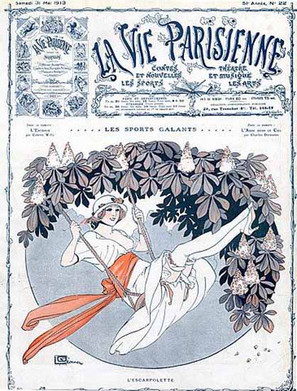 La Vie Parisienne 1913 L Escarpolette Georges Leonnec | La Vie Parisienne Erotic Magazine Covers 1910-1939