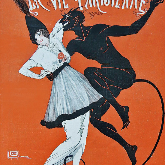 La Vie Parisienne 1914 La Belle Et La Bete Georges Leonnec crop | Best of Vintage Cover Art 1900-1970