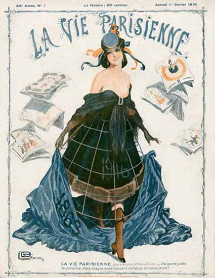 La Vie Parisienne 1916 Janvier 1er Georges Leonnec | La Vie Parisienne Erotic Magazine Covers 1910-1939