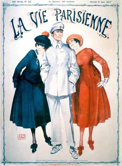 La Vie Parisienne 1917 Deux Petites Dames Georges Leonnec | La Vie Parisienne Erotic Magazine Covers 1910-1939