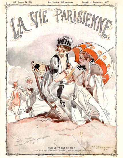 La Vie Parisienne 1917 Sur Le Front De Mer Rene Vincent | La Vie Parisienne Erotic Magazine Covers 1910-1939
