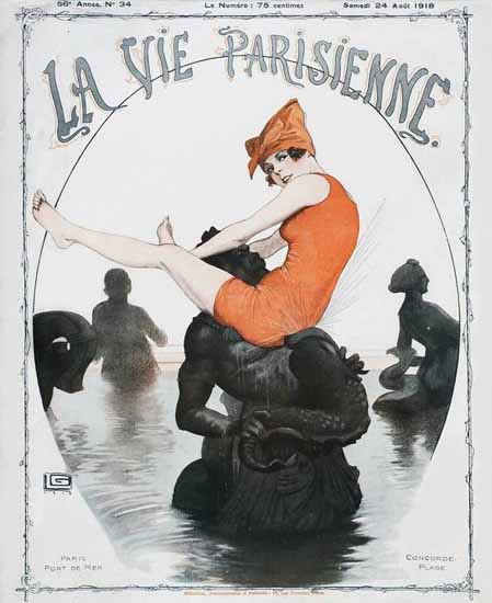 La Vie Parisienne 1918 Paris Port De Mer Georges Leonnec | La Vie Parisienne Erotic Magazine Covers 1910-1939