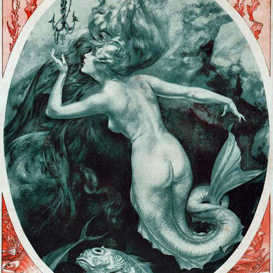 La Vie Parisienne 1919 La Peche Aux Sirenes Cheri Herouard crop | Best of Vintage Cover Art 1900-1970