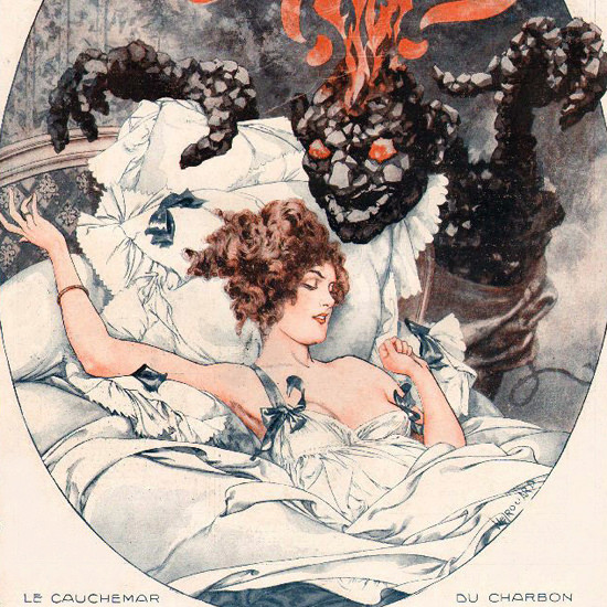 La Vie Parisienne 1919 Le Cauchemar Du Charbon Cheri Herouard crop | Best of Vintage Cover Art 1900-1970