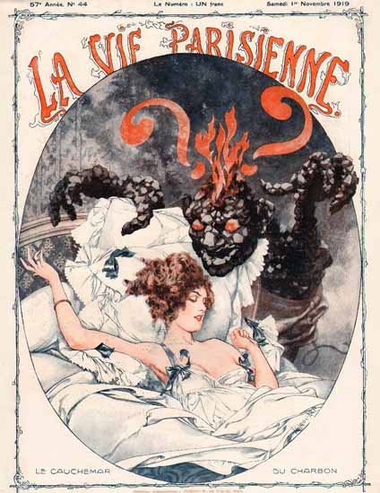 La Vie Parisienne 1919 Le Cauchemar Du Charbon Cheri Herouard | La Vie Parisienne Erotic Magazine Covers 1910-1939