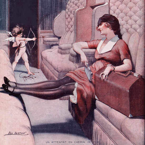 La Vie Parisienne 1921 Attentat En Chemin De Fer Leo Fontan crop | Best of 1920s Ad and Cover Art