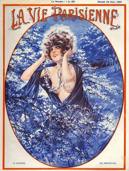 La Vie Parisienne 1921 Le Sourire Du Printemps Maurice Milliere | La Vie Parisienne Erotic Magazine Covers 1910-1939