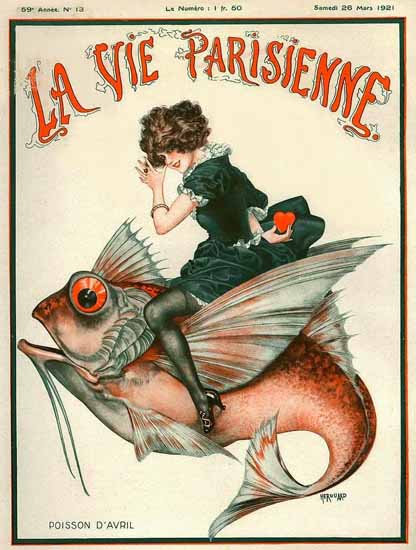 La Vie Parisienne 1921 Poisson D Avril Cheri Herouard | La Vie Parisienne Erotic Magazine Covers 1910-1939