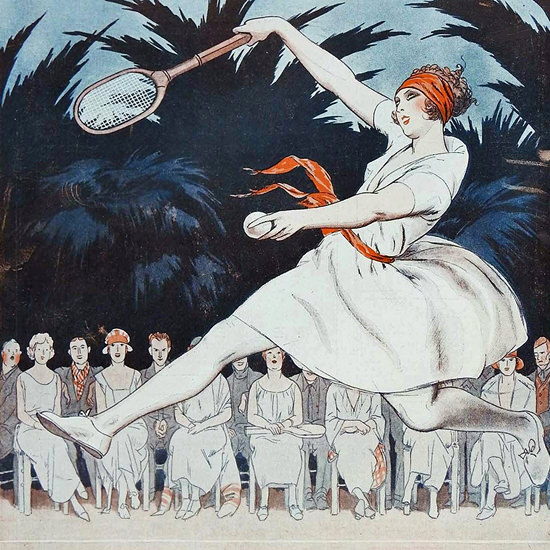 La Vie Parisienne 1923 Le Tennis Des Demoiselles Armand Vallee crop | Best of 1920s Ad and Cover Art