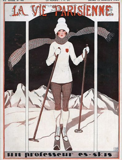 La Vie Parisienne 1924 Un Professeur Es-Skis Georges Leonnec | La Vie Parisienne Erotic Magazine Covers 1910-1939