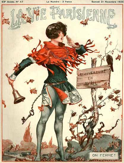 La Vie Parisienne 1925 On Ferme Cheri Herouard | La Vie Parisienne Erotic Magazine Covers 1910-1939