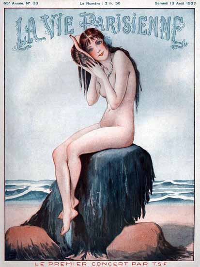 La Vie Parisienne 1927 Le Premier Concert Par TSF Georges Leonnec | La Vie Parisienne Erotic Magazine Covers 1910-1939