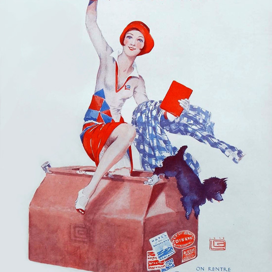 La Vie Parisienne 1929 Coucou On Rentre Georges Leonnec crop | Best of 1920s Ad and Cover Art