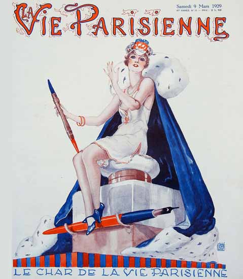 La Vie Parisienne 1929 Le Char De La Vie Parisienne Georges Leonnec | La Vie Parisienne Erotic Magazine Covers 1910-1939