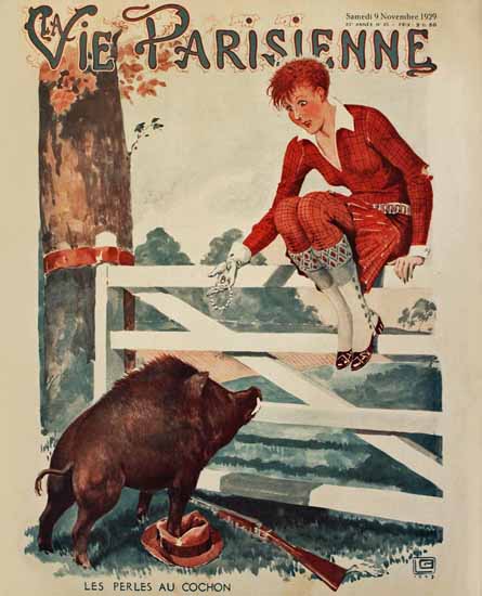 La Vie Parisienne 1929 Les Perles Au Cochon Georges Leonnec | La Vie Parisienne Erotic Magazine Covers 1910-1939