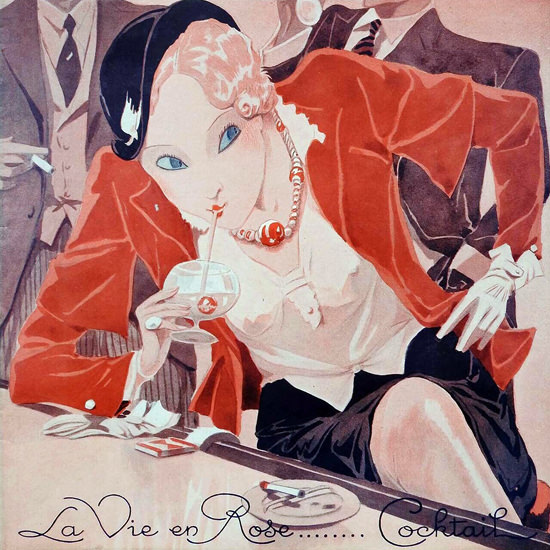 La Vie Parisienne 1931 La Vie En Rose Cocktail Henry Fournier crop | Best of Vintage Cover Art 1900-1970
