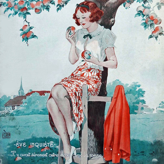 La Vie Parisienne 1932 Eve Inquiete Georges Leonnec crop | Best of Vintage Cover Art 1900-1970
