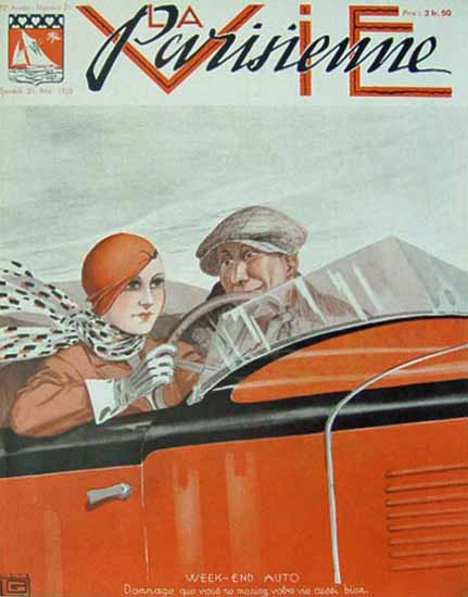 La Vie Parisienne 1932 Week-End Auto Georges Leonnec | La Vie Parisienne Erotic Magazine Covers 1910-1939