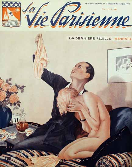 La Vie Parisienne 1933 La Derniere Feuille Georges Leonnec | La Vie Parisienne Erotic Magazine Covers 1910-1939