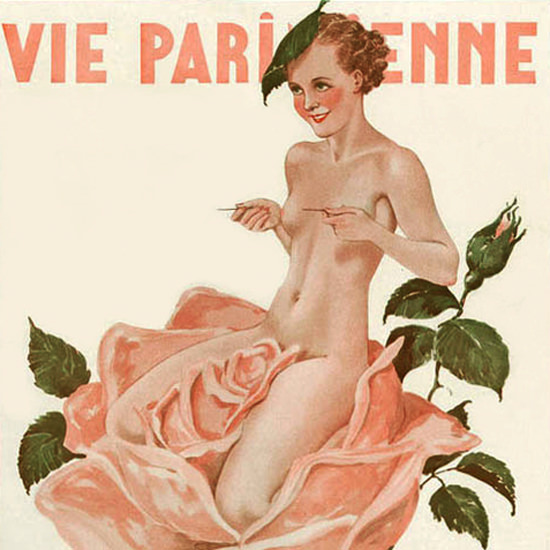 La Vie Parisienne 1935 La Rose Bien Defendue Georges Leonnec crop | Best of Vintage Cover Art 1900-1970