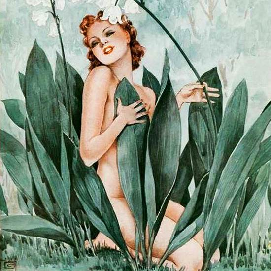 La Vie Parisienne 1938 Muguet Joli Georges Leonnec crop | Best of Vintage Cover Art 1900-1970