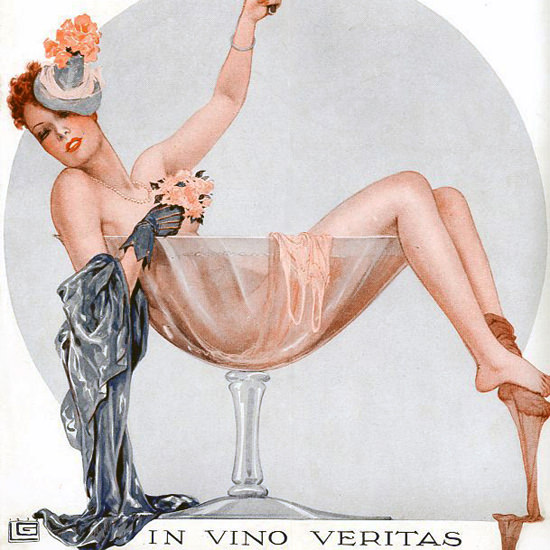 La Vie Parisienne 1939 In Vino Veritas Georges Leonnec crop | Best of Vintage Cover Art 1900-1970