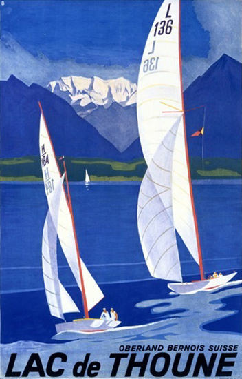 Lac De Thoune Oberland Bernoise Suisse | Vintage Travel Posters 1891-1970