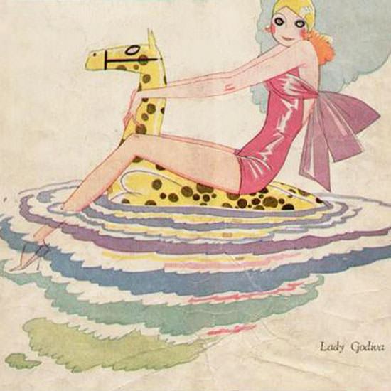 Lady Godiva Life Humor Magazine 1929-08-30 Copyright crop | Best of 1920s Ad and Cover Art