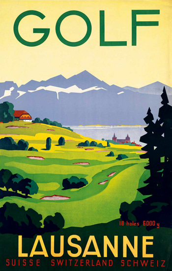 Lausanne Golf Suisse Switzerland Schweiz 1930s | Vintage Travel Posters 1891-1970
