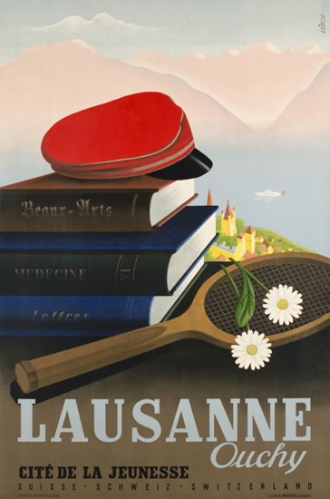 Lausanne Ouchy Cite De Jeunesse Suisse 1942 | Vintage Travel Posters 1891-1970