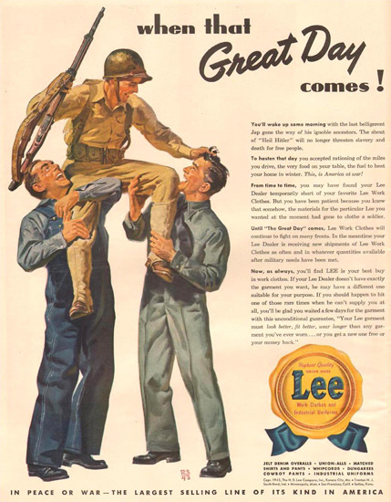 Lee Work Clothes When Great Day Comes 1943 | Mad Men Art | Vintage Ad ...