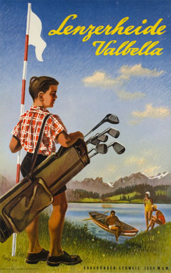 Lenzerheide Valbella Switzerland Golf 1950 | Vintage Travel Posters 1891-1970