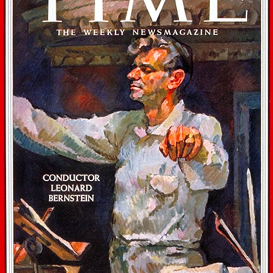 Leonard Bernstein Time Magazine 1957-02 by Henry Koerner crop | Best of 1950s Ad and Cover Art
