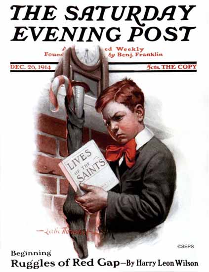 Leslie Thrasher Saturday Evening Post Lives of the Saints 1914_12_26 | The Saturday Evening Post Graphic Art Covers 1892-1930