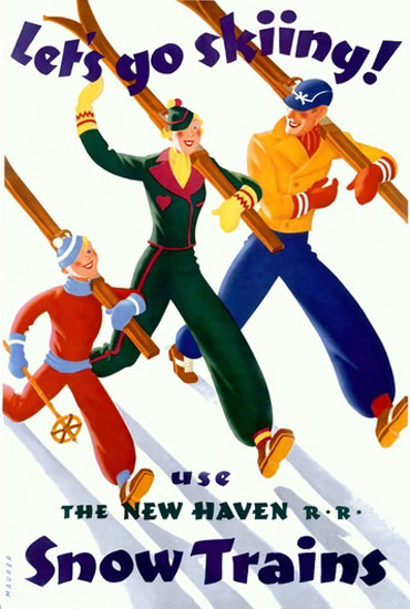 Lets Go Skiing The New Haven Railroad Snow | Vintage Travel Posters 1891-1970