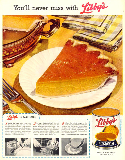 Libbys Pumpkin Pie 1955 | Vintage Ad and Cover Art 1891-1970