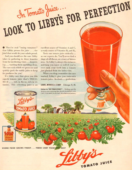 Libbys Tomato Juice Field Glass 1944 | Vintage Ad and Cover Art 1891-1970