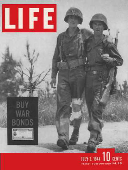 Life Magazine Copyright 1944 Back from Battle War Bonds | Vintage Ad and Cover Art 1891-1970