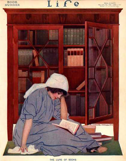 Life Magazine Cover Copyright 1911 The Lure Of Books | Vintage Ad and Cover Art 1891-1970