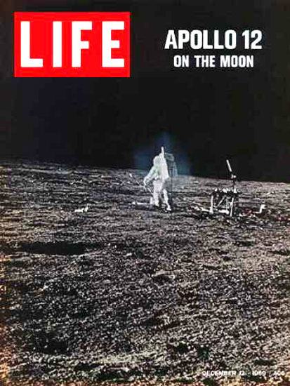 Life Magazine Cover Copyright 1969 Apollo 12 Moon Walk | Vintage Ad and Cover Art 1891-1970