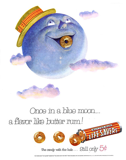 Life Savers Candy Blue Moon 1954 | Vintage Ad and Cover Art 1891-1970
